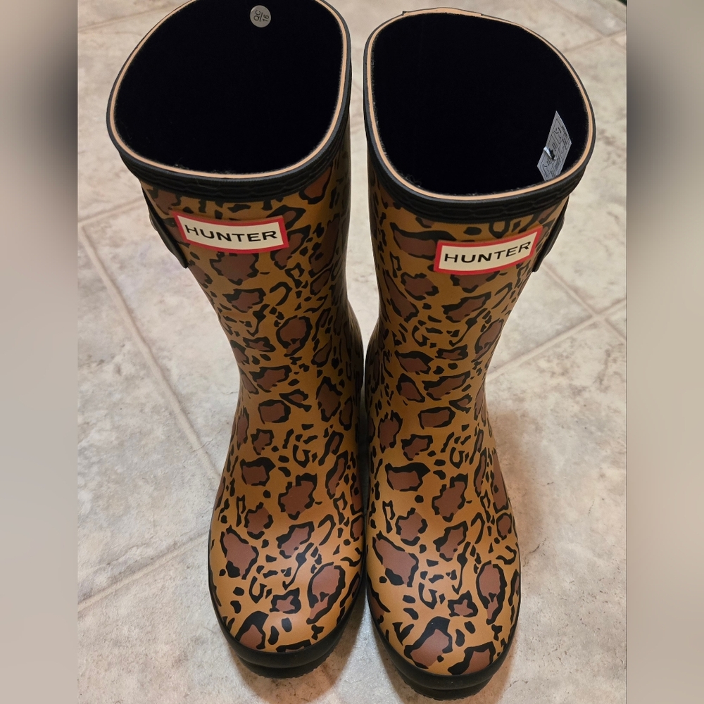 Hunter Original Size 7 Leopard Print Boots Nwot!